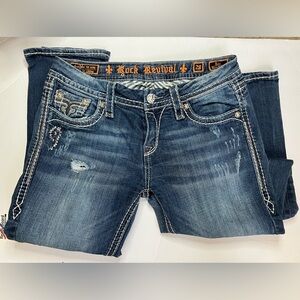 Women’s Buckle Rock Revival Blue Jeans Kai Easy Boot Size 28